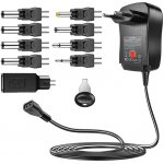 Napájecí zdroj zásuvkový 3V , 4.5V, 5V, 6V, 7.5V, 9V, 12V DC, 12W, nastavitelný – Hledejceny.cz
