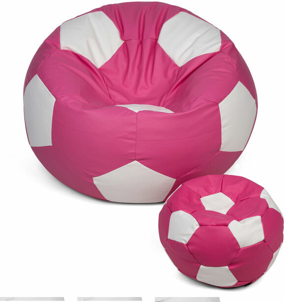 TopKing Sedací vak míč XXXL 100 cm + podnožník XL 35 cm, růžovo/bílý