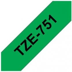 Brother TZE-751, černý tisk zelený podklad 8 m x 24 mm