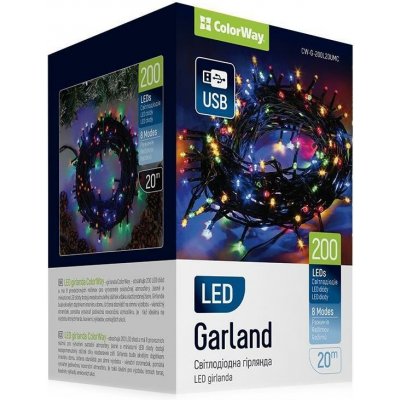 ColorWay CW-G-200L20UMC LED vánoční řetěz 200x LED Vícebarevný Délka 20 m USB – Hledejceny.cz