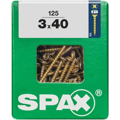 Spax Uni vrut zápust.hlava PZ/Z1, S-CUT plný závit, Yellox, 3 x 40 mm, 125 ks – Sleviste.cz