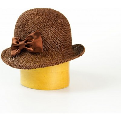 Dámský papírový klobouk zdobený saténovou mašlí hnědá – Hledejceny.cz