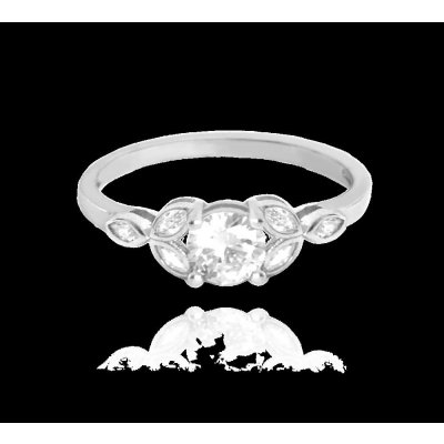 Minet Luxusní rozkvetlý stříbrný prsten Flowers s bílými zirkony JMAS5018SR64
