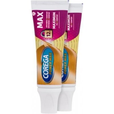 Corega Power Max Fixing + Comfort Duo fixační krém pro pevné a komfortní nošení zubní náhrady unisex Fixační gel pro zubní náhradu 2 x 40 g