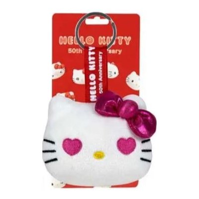 Přívěsek na klíče Plyšová Hello Kitty 50.výročí růžová 7cm