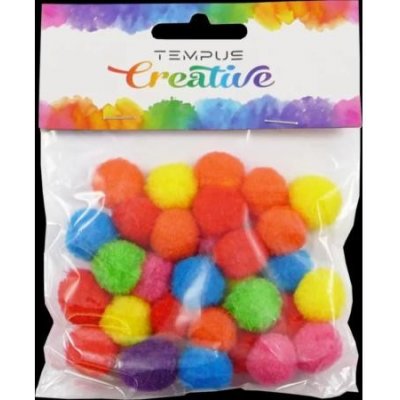 Tempus Kuličky pom poms bar. neon mix 20 mm 30 ks – Zboží Mobilmania