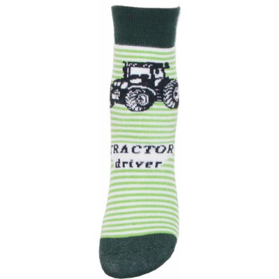 Dětské ponožky s traktorem zelené