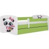 Postel Kocot kids Babydreams panda zelená se šuplíky s matrací