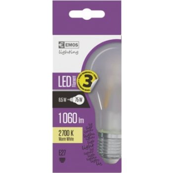 Emos LED žárovka Filament matná A60 A++ 8,5W E27 teplá bílá