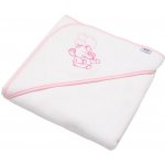 New Baby froté osuška s výšivkou a kapucí 80x80 cm Bílá + růžový slon – Zboží Dáma