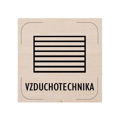 Cedulka na dveře - Vzduchotechnika - piktogram, dřevěná tabulka, 80 x 80 mm