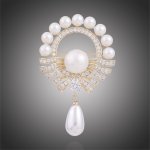 Éternelle Perlová brož se zirkony Cristina B7093-E-065 Zlatá – Zboží Dáma