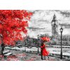 WEBLUX 133948127 Samolepka fólie oil painting on canvas olejomalba na plátně, londýnská ulice. Umělecká díla. Big ben. muž a žena pod červeným deštníkem. Strom. Anglie., rozměry 100 x 73 cm