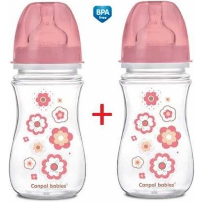 Canpol babies láhev se širokým hrdlem Newborn baby růžová 240ml – Zboží Dáma