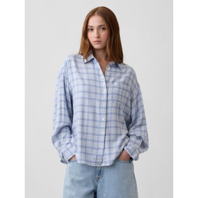GAP Flanelová oversize košile Modrá Modrá – Hledejceny.cz