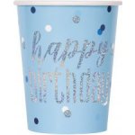 Unique Kelímky papírové Happy Birthday modré s puntíky 270 ml – Hledejceny.cz