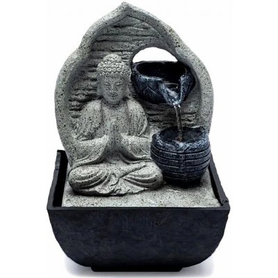 Nefertitis Pokojová fontána Modlící se Buddha šedý 18 cm – Zbozi.Blesk.cz