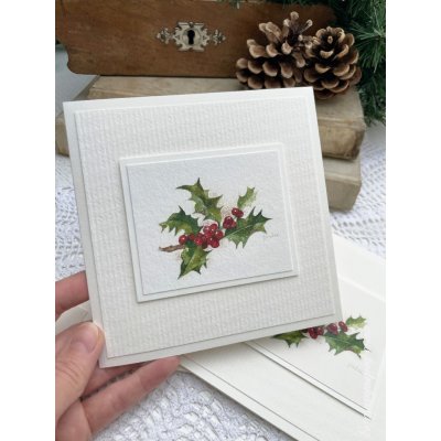 Pod Rukama Vánoční blahopřání s akvarelem - cesmína – Sleviste.cz