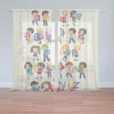 Sablio Záclony Abeceda: 2ks 150x250cm – Hledejceny.cz