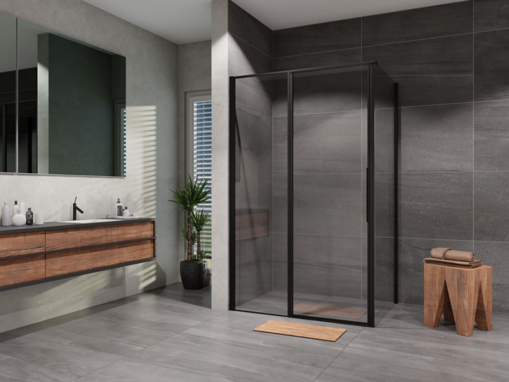 Lansanit Sprchový kout TADAO Black line 1400x900 mm, čiré sklo