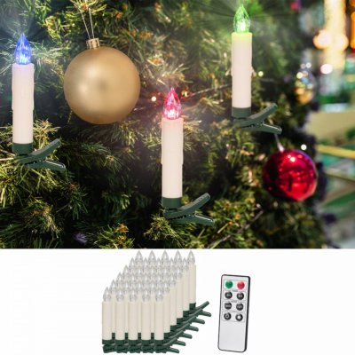 Goleto Vánoční svíčky na stromeček 30 LED barevné