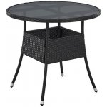 FurniGO Ratanový kulatý stůl Yoro 80 cm černý – Zboží Dáma