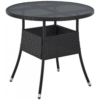 FurniGO Ratanový kulatý stůl Yoro 80 cm černý – Zboží Dáma