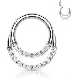 Šperky4U piercing kruh segment čiré kameny K01063ST-1206