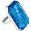 Prsteny Preciosa ocelový prsten s ručně mačkaným kamenem českého křišťálu Preciosa Ocean Aqua 7446 67