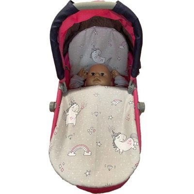 SDS Peřinky do kočárku pro panenky Jednorožec šedá bavlna výplň polyester 27x40 cm 25x20 cm – Hledejceny.cz