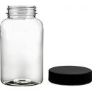 Pilulka Plastová lahvička čirá s černým uzávěrem 100 ml