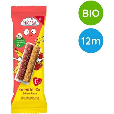 FruchtBar Bio ovesné duo tyčinky jablko s banánem a jablko s jahodami 27 g – Sleviste.cz