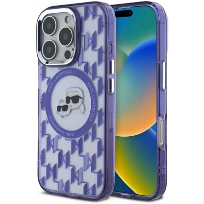 Karl Lagerfeld IML Monogram K&CH Heads MagSafe Zadní pro iPhone 16 Pro Max Purple – Zboží Živě