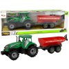 Auta, bagry, technika LEANToys Zelený traktor s červeným přívěsem na setrvačník