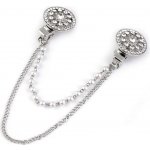 Prima-obchod Spona dragoun s broušenými kamínky a perlami, barva 1 crystal platina – Zboží Mobilmania