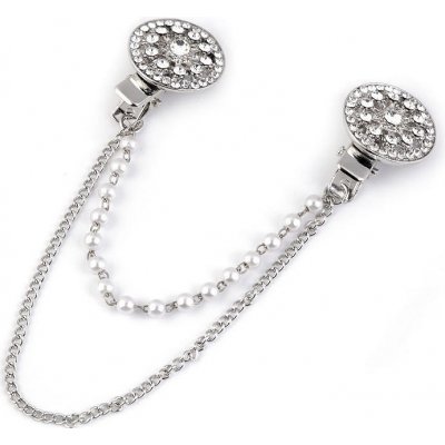 Prima-obchod Spona dragoun s broušenými kamínky a perlami, barva 1 crystal platina – Zboží Mobilmania