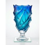 ARCADE EUROPE KŘISTÁLOVÁ VÁZA BOHEMIA SURF OCEAN GRADIENT NA NOZE 370MM – Hledejceny.cz