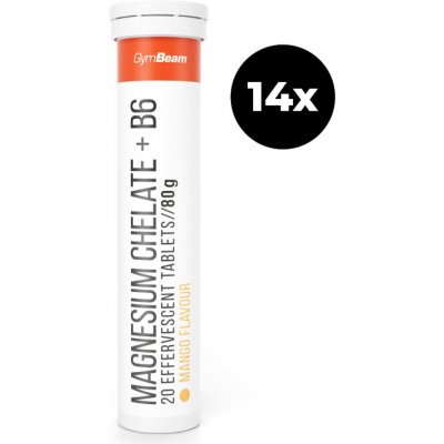 GymBeam Magnesium chelate + B6 šumivý mango 14 x 20 tablet – Hledejceny.cz