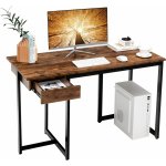 COSTWAY Stůl se zásuvkou, 120 x 55 x 75 cm, malý počítačový stůl, kancelářský stůl, dřevěný PC stůl, pracovní stůl s kovovým rámem, pro domácí kancelář, kancelář, pracovnu – Sleviste.cz