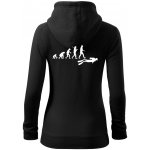 Evoluce potápění dámská mikina trendy zipper s kapucí Černá – Zboží Dáma