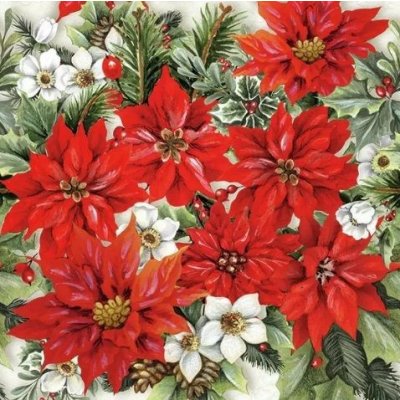 Ubrousek 33x33cm Vánoční růže – HobbyKompas.cz