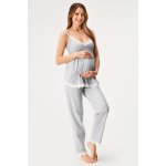 Kinderly těhotenské bavlněné pyžamo Harriet dlouhé šedá – Zboží Dáma