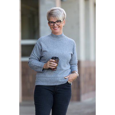 U See Elegantní svetr BEA [CH1002] Světle šedá – Zboží Mobilmania