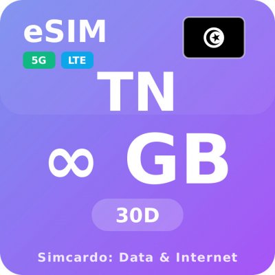 Tunisko Neomezený Mobilní Internet - eSIM 30 dní datová SIM karta (esims_ULP_30D_TN_V2) – Zboží Živě