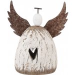 Dekorace dřevěná figurka anděl se srdíčkem Angel Rustic M 13*5*14 cm Clayre & Eef – Hledejceny.cz