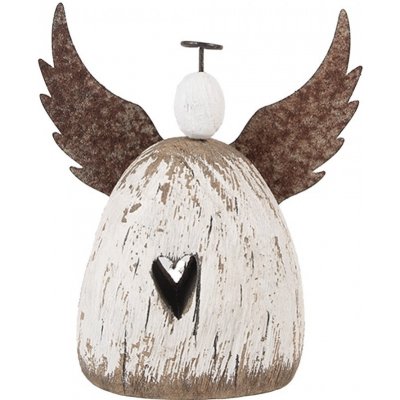 Dekorace dřevěná figurka anděl se srdíčkem Angel Rustic M 13*5*14 cm Clayre & Eef – Hledejceny.cz