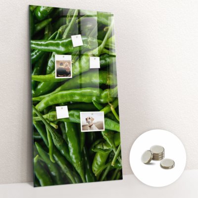 tulup Magnetická Tabule na Zeď Skleněná - Memo Board Kleněnou Přední Stranou - 5 magnetů v balení - 60 x 120 cm - Zelené papriky – Zboží Mobilmania