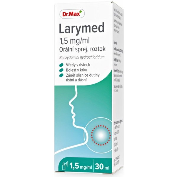 Volně prodejný lék LARYMED ORP 1,5MG/ML ORM SPR SOL 1X30ML