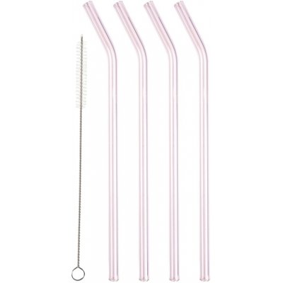 Lyngby Glas Set čtyř růžových skleněných brček Sippy – Hledejceny.cz