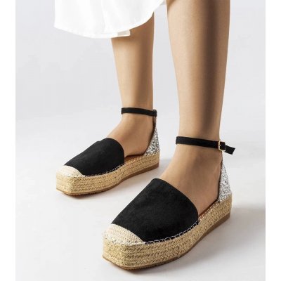 Gemre Black espadrilles with a glitter insert Myasia černá šedá hnědá – Zboží Dáma